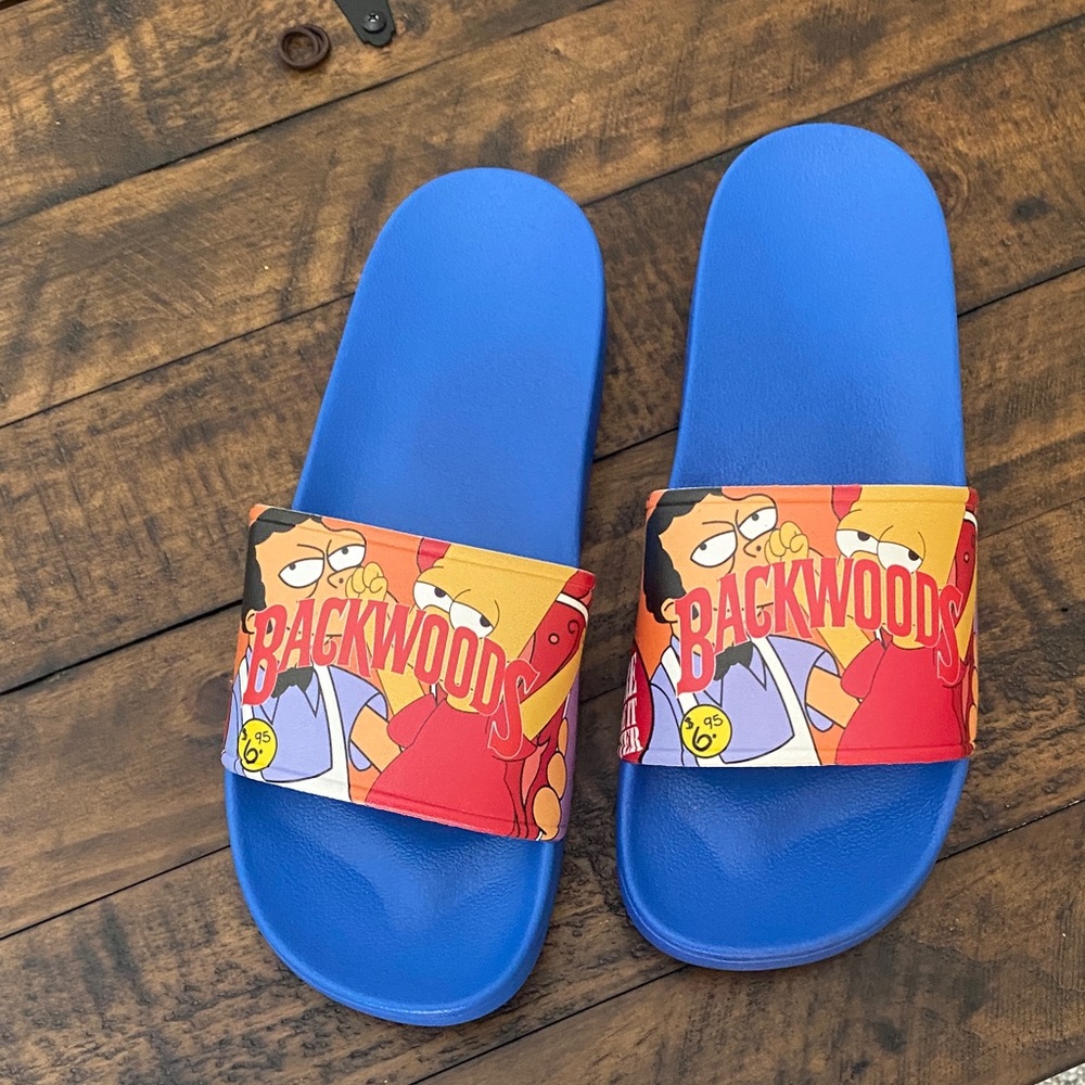 Backwoods “Bart Simpson” Slide Sandals. NIB. Mens 8